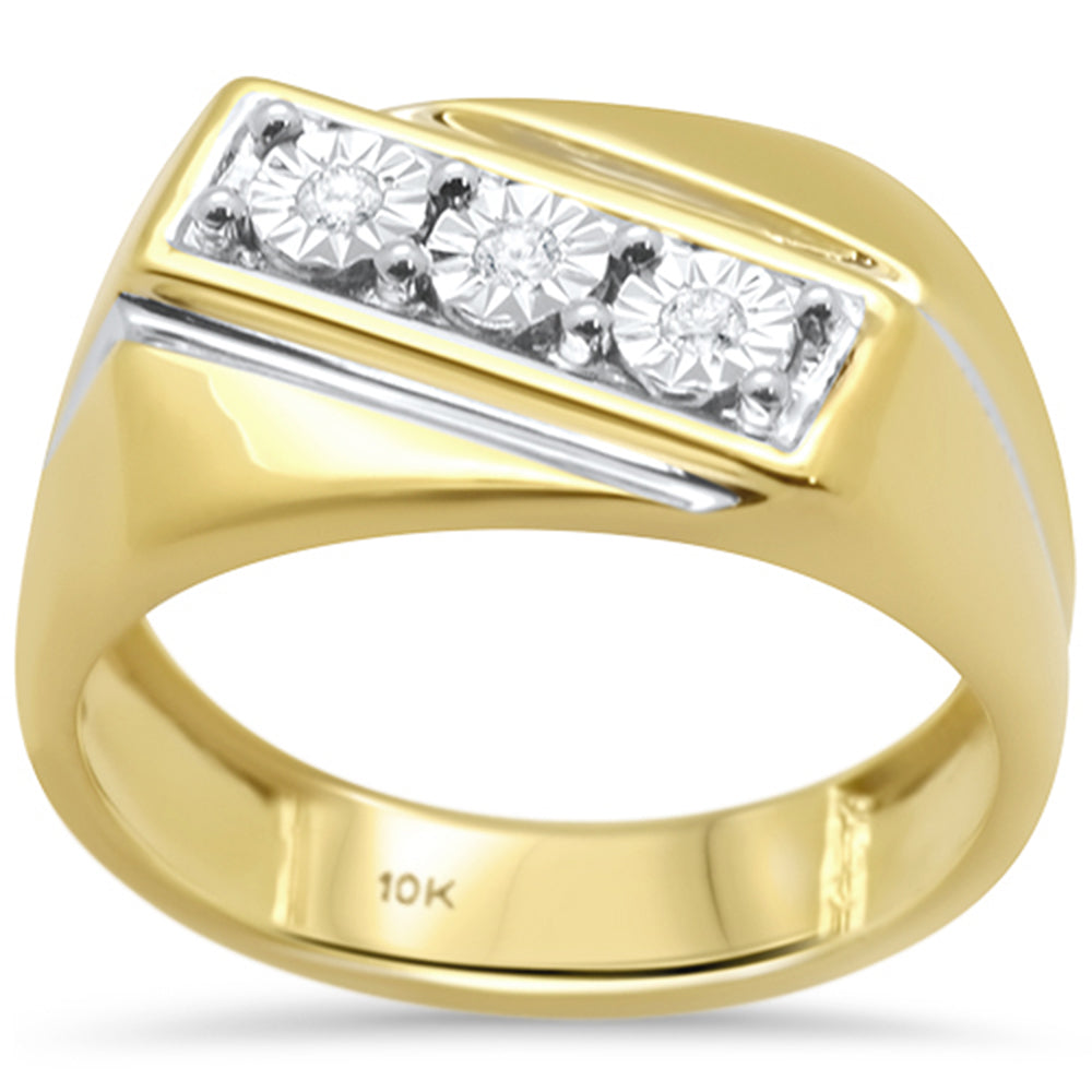 DIAMOND CLOSEOUT!  .06ct F SI 10K Yellow Gold Men's Diamond Miracle Illusion Band Fashion Ring Size 10