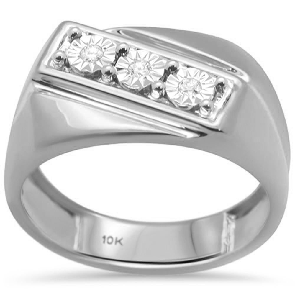 DIAMOND CLOSEOUT!  .07ct F SI 10K White Gold Men's Diamond Miracle Illusion Band Fashion Ring Size 10
