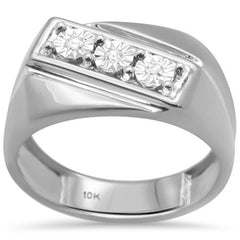 DIAMOND CLOSEOUT!  .07ct F SI 10K White Gold Men's Diamond Miracle Illusion Band Fashion Ring Size 10