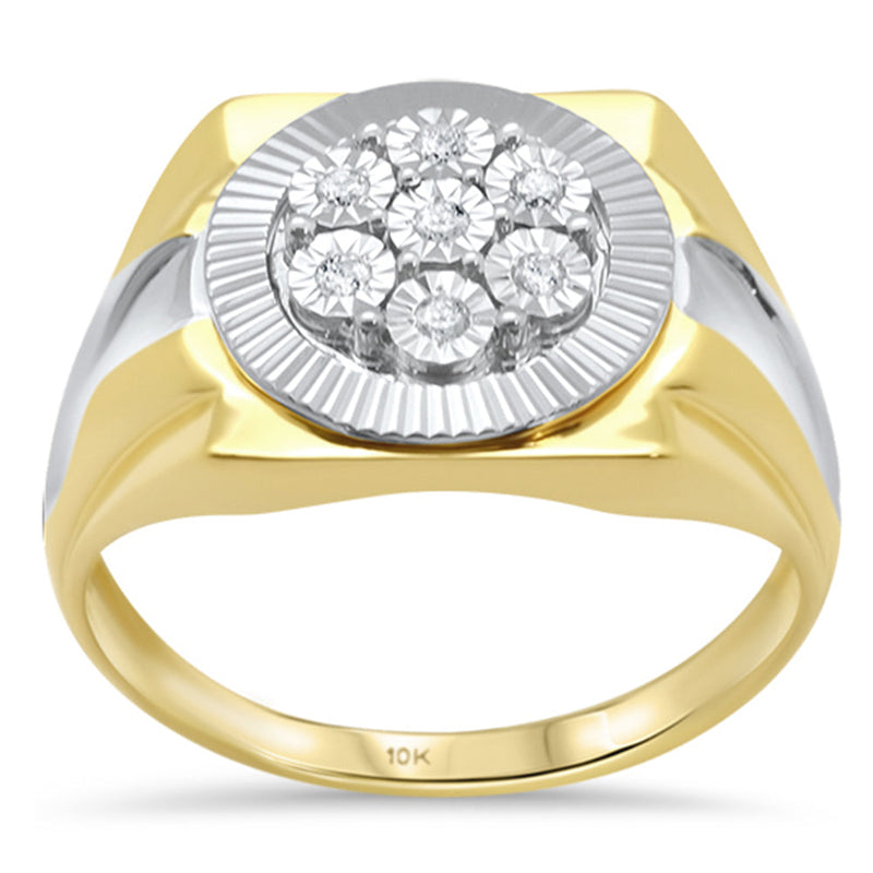 DIAMOND CLOSEOUT! .11ct F SI 10K Yellow Gold Men's Diamond Miracle Illusion Band Fashion Ring Size 10