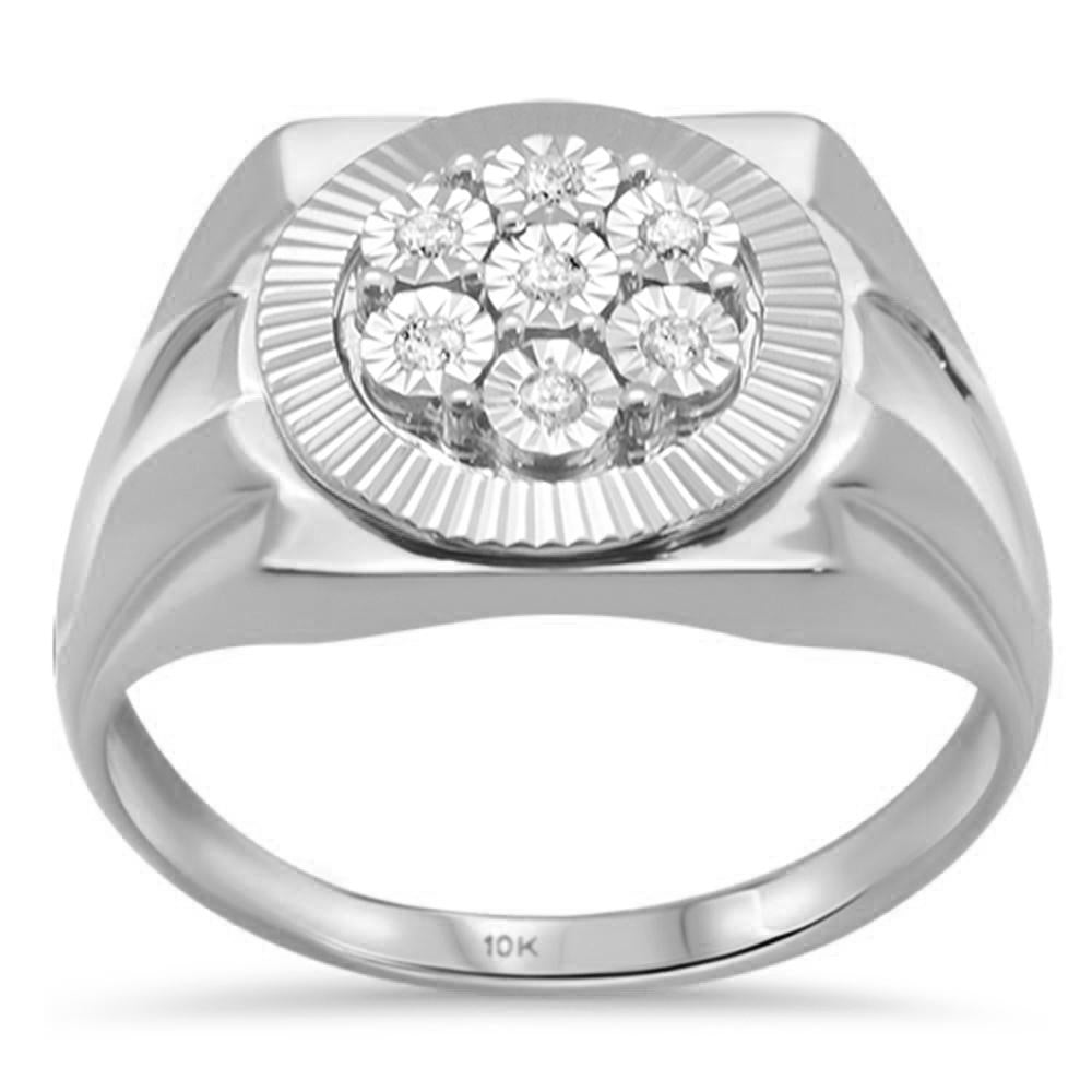 DIAMOND CLOSEOUT! .10CT G SI 10KT White Gold Men's Diamond Miracle Illusion Ring Size 10