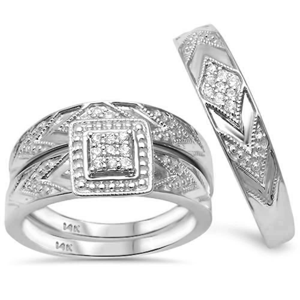 DIAMOND CLOSEOUT!  .18ct G SI 14K White Gold Diamond Trio Wedding Set