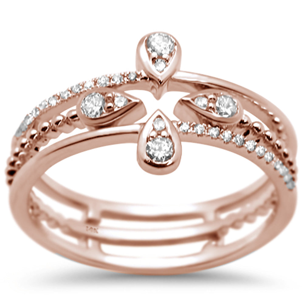 DIAMOND CLOSEOUT! .26ct G SI 14K Rose Gold Trendy Cross Diamond Band Ring Size 6.5