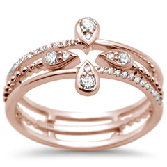 DIAMOND CLOSEOUT! .26ct G SI 14K Rose Gold Trendy Cross Diamond Band Ring Size 6.5