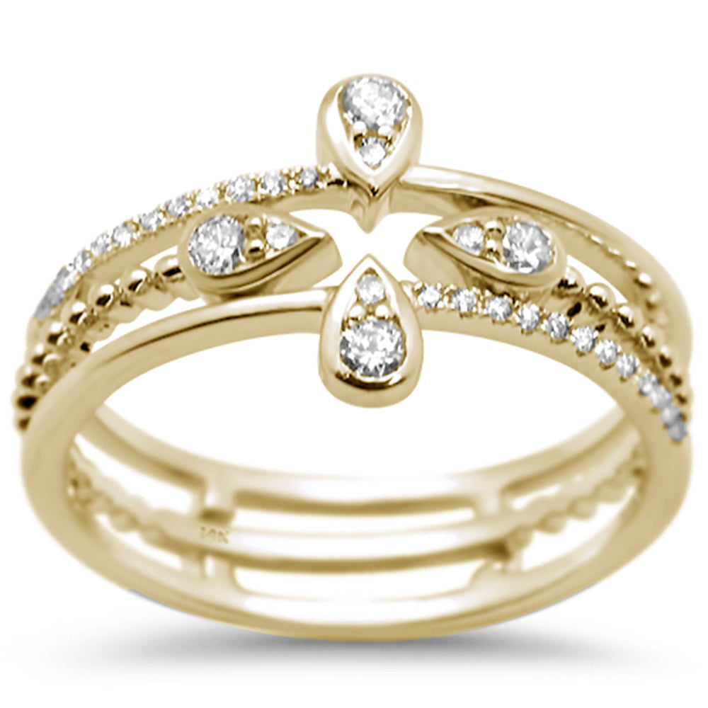 DIAMOND CLOSEOUT! .26ct G SI 14K Yellow Gold Trendy Cross Diamond Band Ring Size 6.5