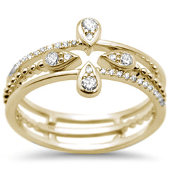 DIAMOND CLOSEOUT! .26ct G SI 14K Yellow Gold Trendy Cross Diamond Band Ring Size 6.5