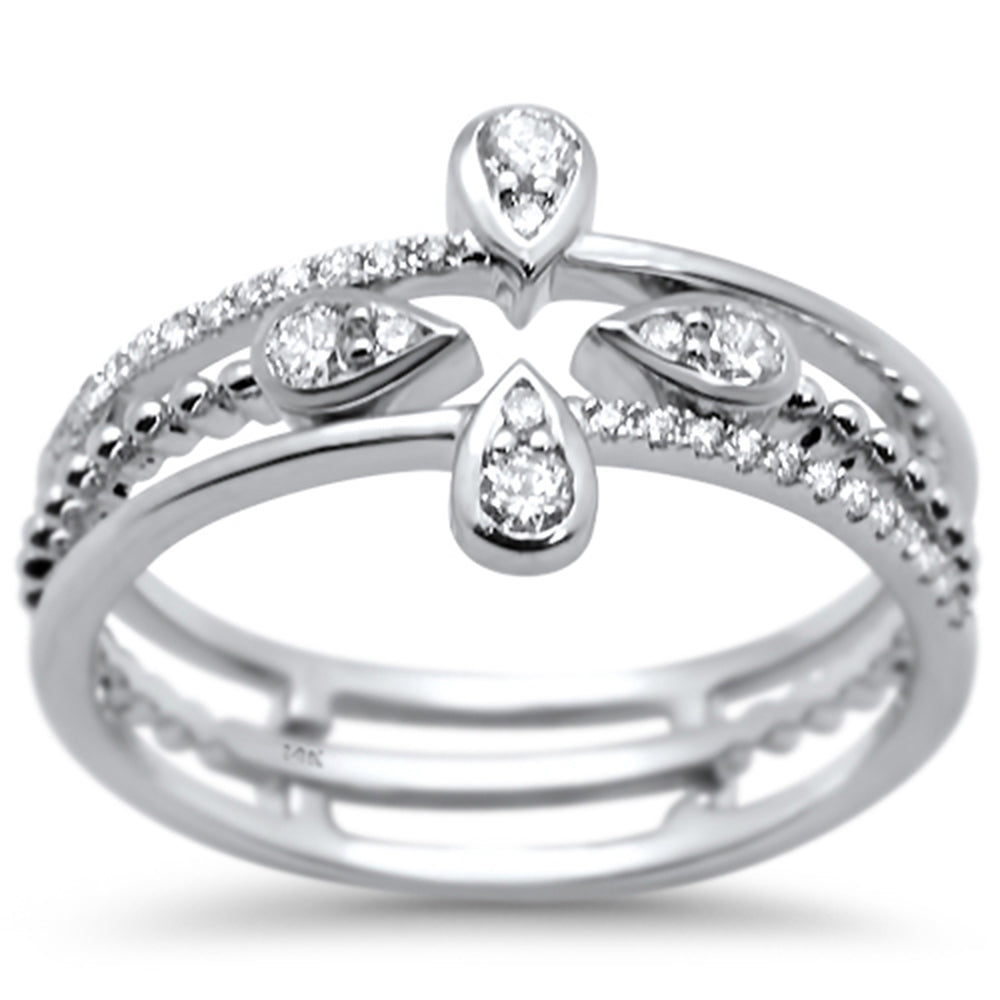 DIAMOND CLOSEOUT! .26ct G SI 14K White Gold Trendy Cross Diamond Band Ring Size 6.5