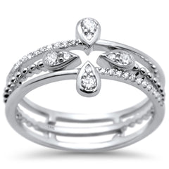 DIAMOND CLOSEOUT! .26ct G SI 14K White Gold Trendy Cross Diamond Band Ring Size 6.5