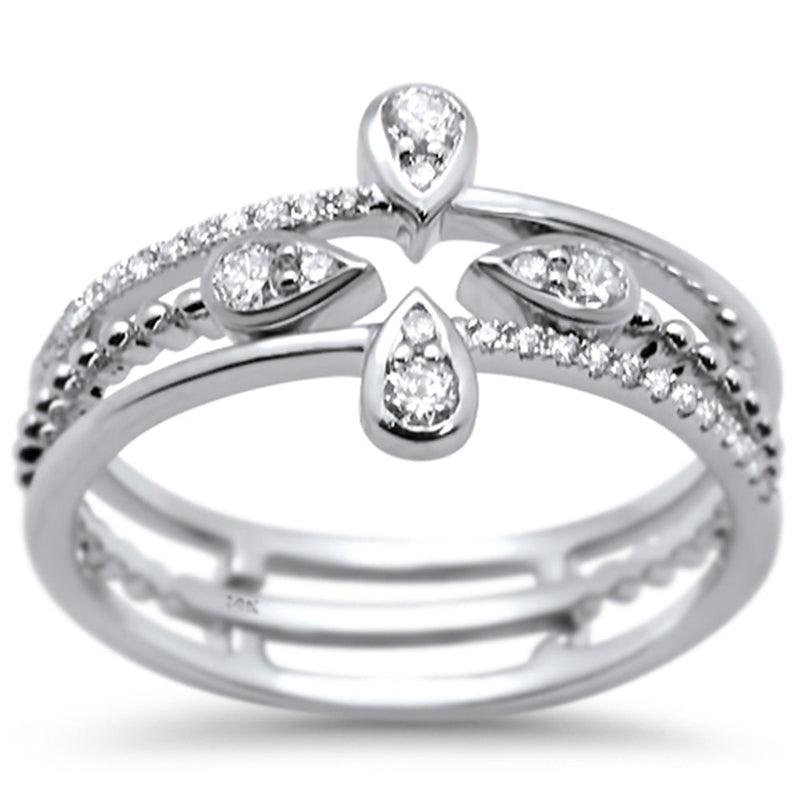 DIAMOND CLOSEOUT! .26ct G SI 14K White Gold Trendy Cross Diamond Band Ring Size 6.5