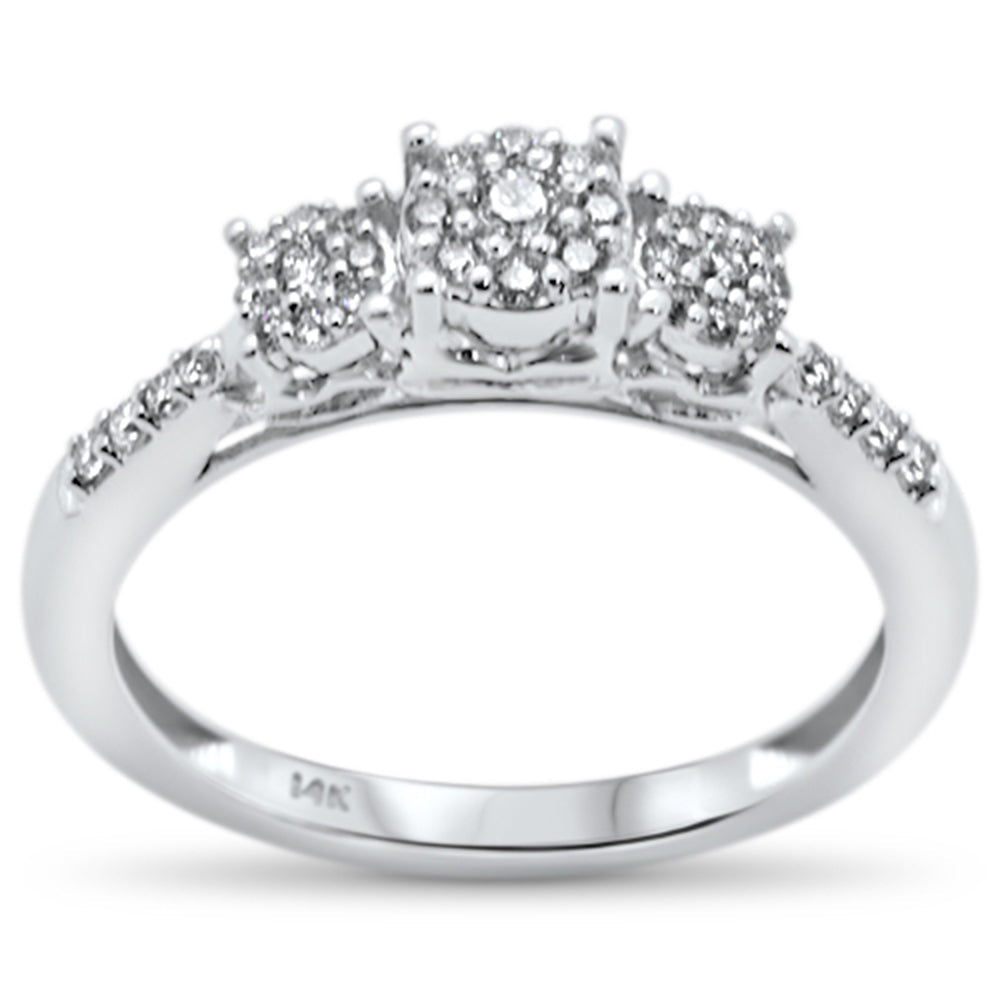 DIAMOND CLOSEOUT! .24ct G SI 14K White Gold Three Stone Diamond Ring Size 6.5