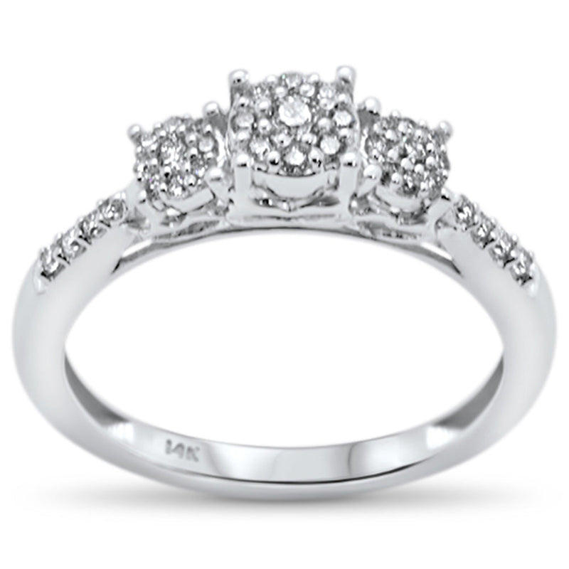 DIAMOND CLOSEOUT! .24ct G SI 14K White Gold Three Stone Diamond Ring Size 6.5