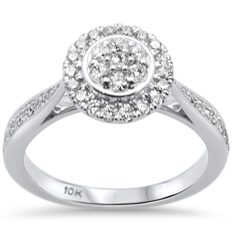 DIAMOND CLOSEOUT! .49ct G SI 10K White Gold Round Diamond Engagement Ring Size 6.5