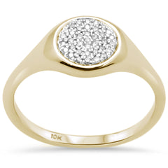 DIAMOND CLOSEOUT! .10CT G SI 10K Yellow Gold Diamond Signet Micro Pave Ring Size 6.5