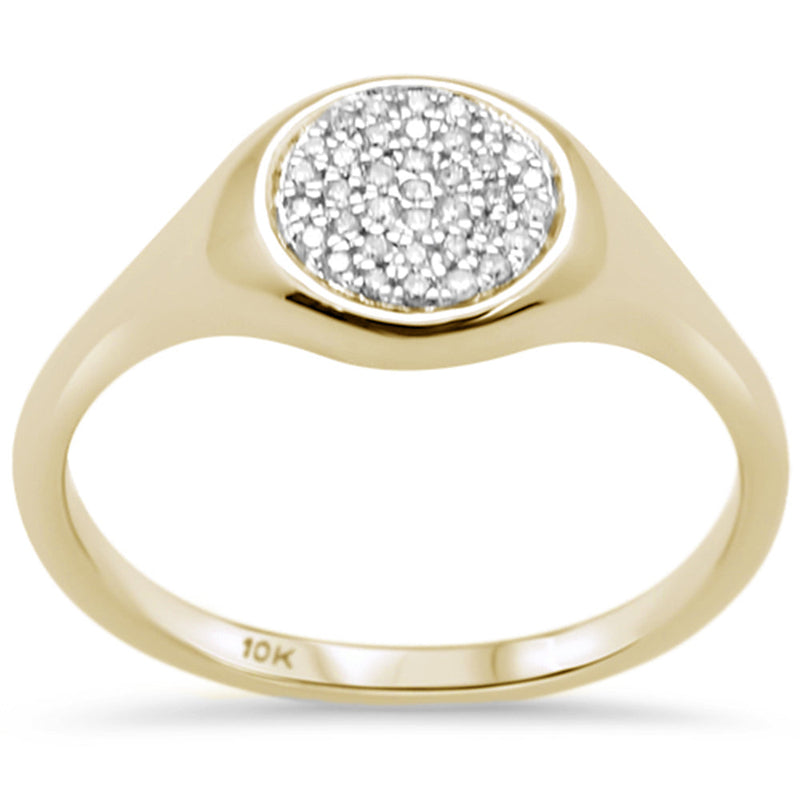 DIAMOND CLOSEOUT! .10CT G SI 10K Yellow Gold Diamond Signet Micro Pave Ring Size 6.5