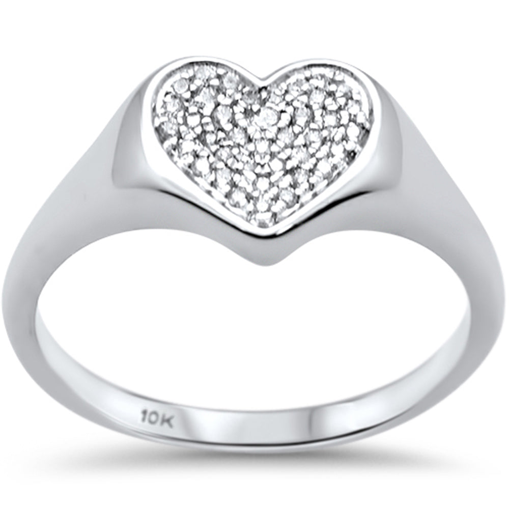 DIAMOND CLOSEOUT! .10CT G SI 10K White Gold Diamond Micro Pave Heart Ring Size 6.5