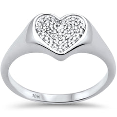 DIAMOND CLOSEOUT! .10CT G SI 10K White Gold Diamond Micro Pave Heart Ring Size 6.5