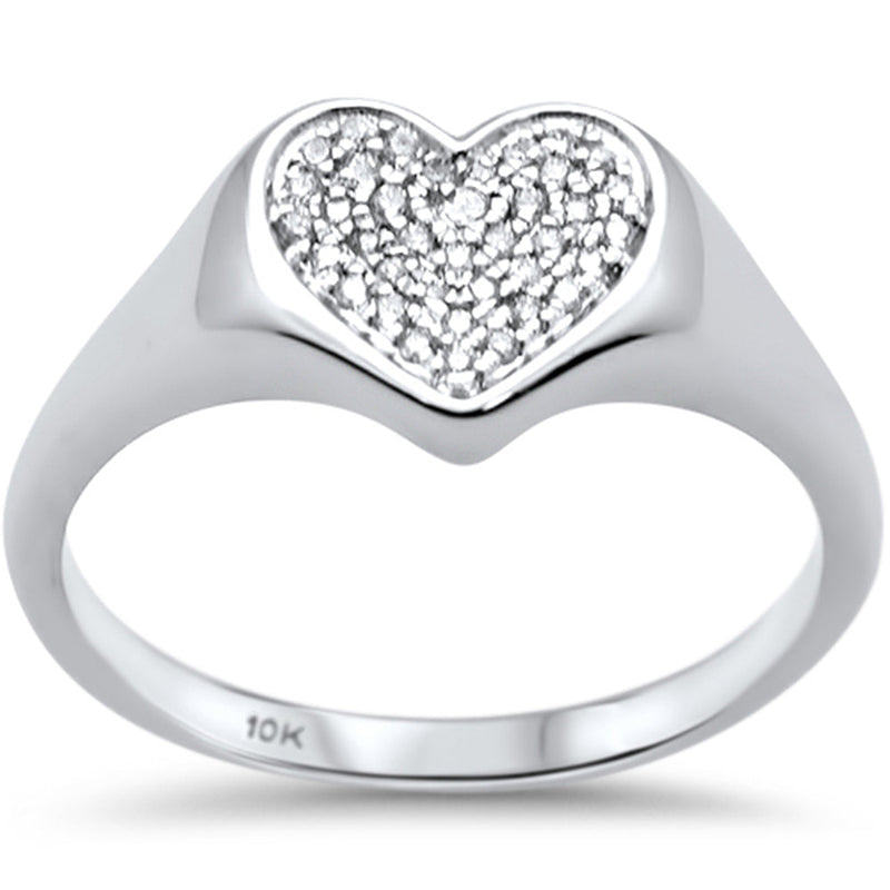 DIAMOND CLOSEOUT! .10CT G SI 10K White Gold Diamond Micro Pave Heart Ring Size 6.5