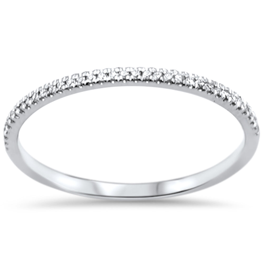 .09ct F SI 14K White Gold Round Diamond Anniversary Stackable Band Ring Size 7