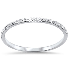 .09ct F SI 14K White Gold Round Diamond Anniversary Stackable Band Ring Size 7