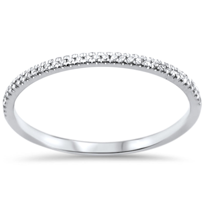 .09ct F SI 14K White Gold Round Diamond Anniversary Stackable Band Ring Size 7