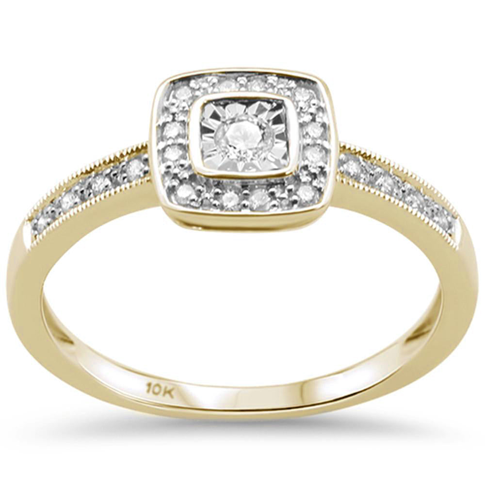 DIAMOND CLOSEOUT! .16CT G SI 10KT Yellow Gold Diamond Square Trendy Engagement Ring Size 6.5