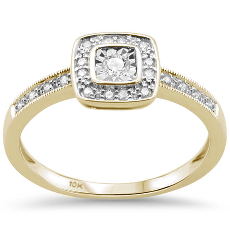 DIAMOND CLOSEOUT! .16CT G SI 10KT Yellow Gold Diamond Square Trendy Engagement Ring Size 6.5