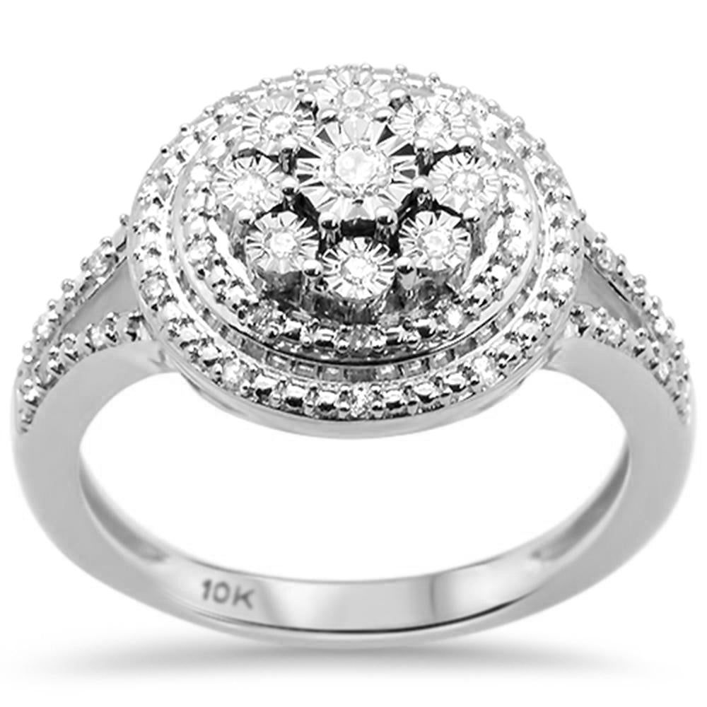 DIAMOND CLOSEOUT! .18ct G SI 10K White Gold Diamond Engagement Ring Size 6.5