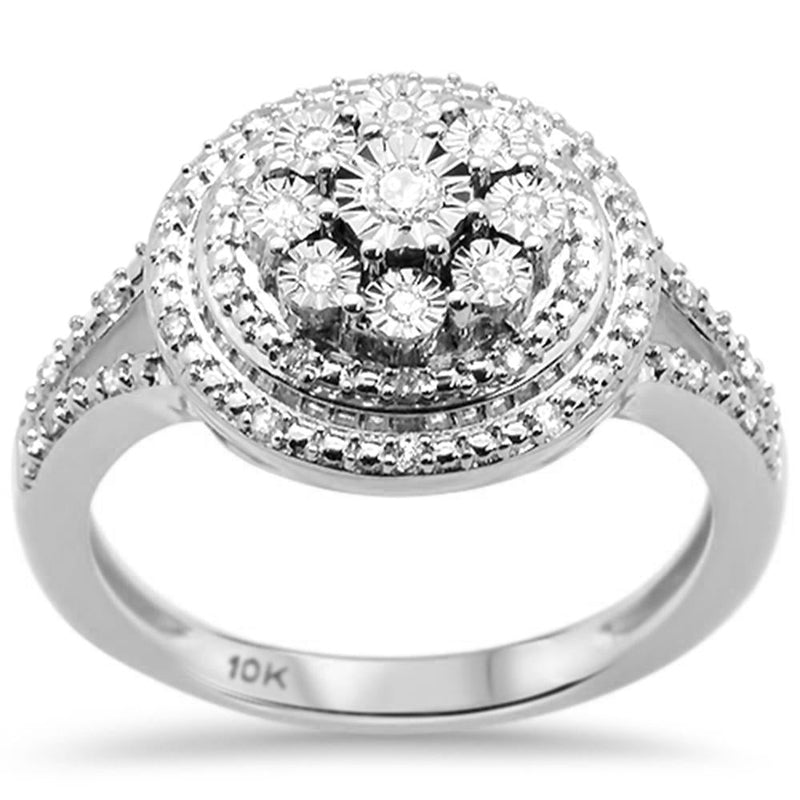 DIAMOND CLOSEOUT! .18ct G SI 10K White Gold Diamond Engagement Ring Size 6.5