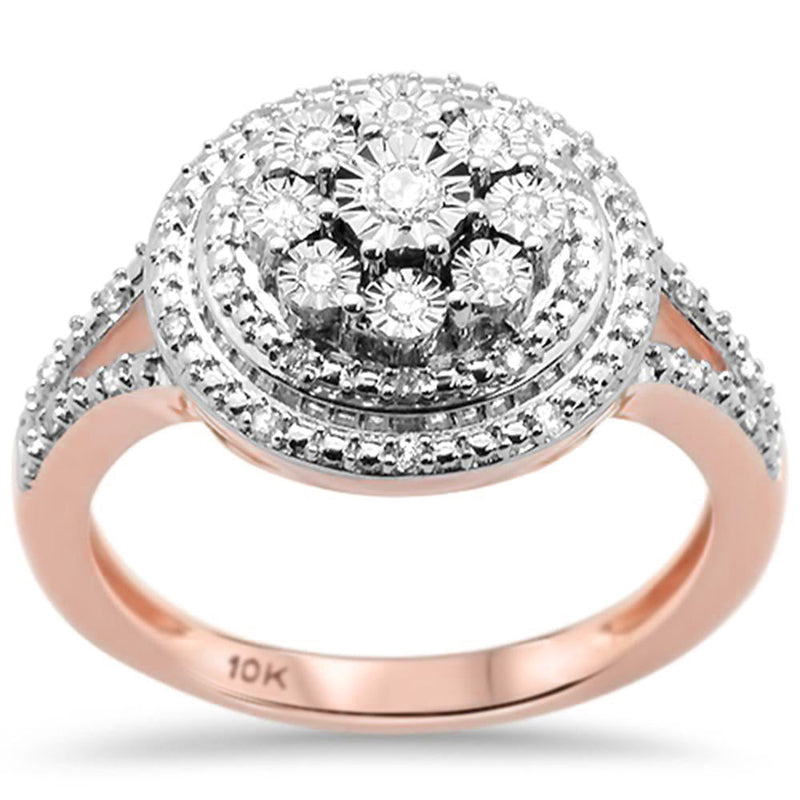DIAMOND CLOSEOUT! .18ct G SI 10K Rose Gold Diamond Engagement Ring Size 6.5