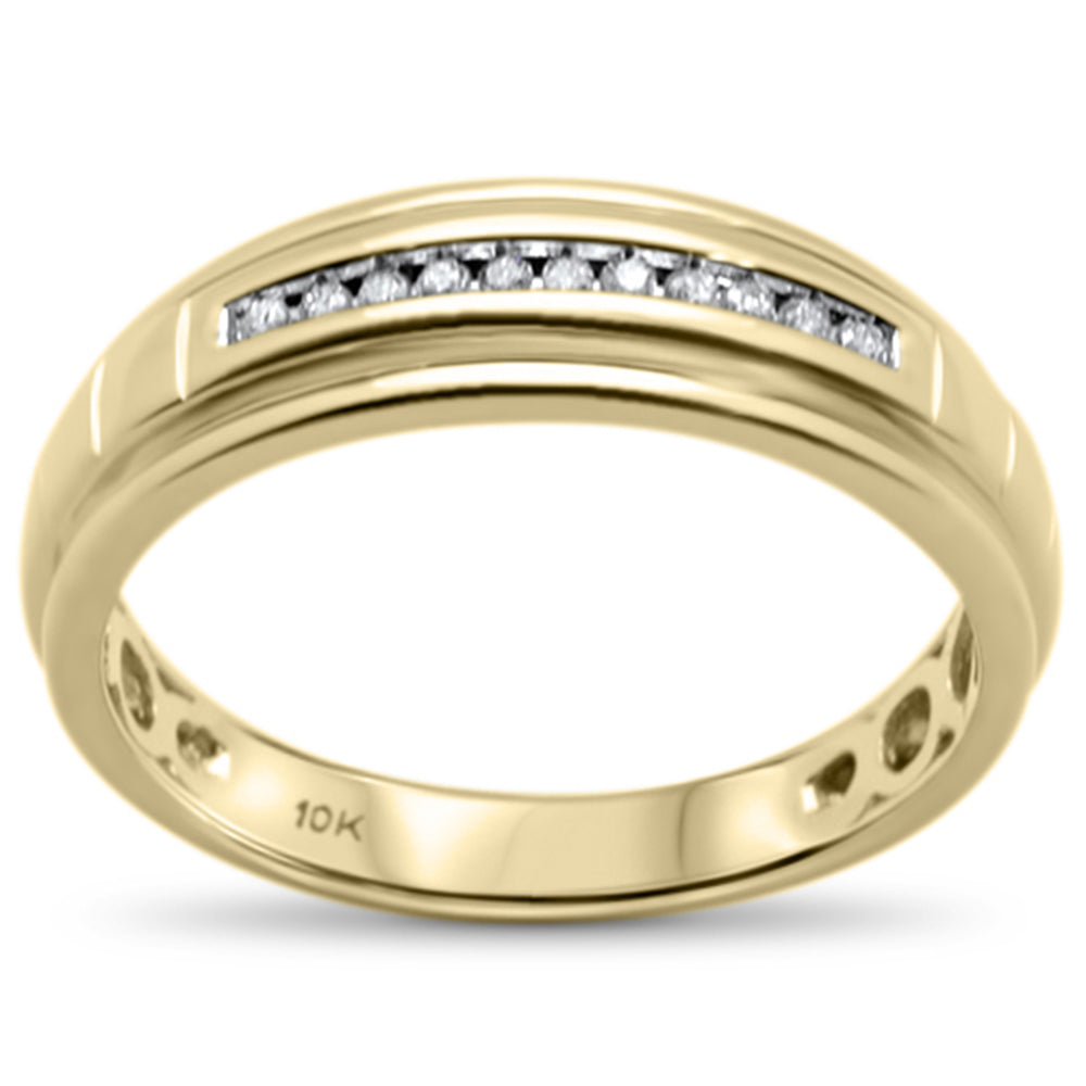 DIAMOND CLOSEOUT!  .09CT G SI 10K Yellow Gold Diamond Men's Diamond Band Ring Size 10