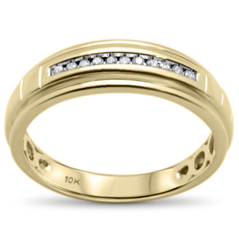 DIAMOND CLOSEOUT!  .09CT G SI 10K Yellow Gold Diamond Men's Diamond Band Ring Size 10