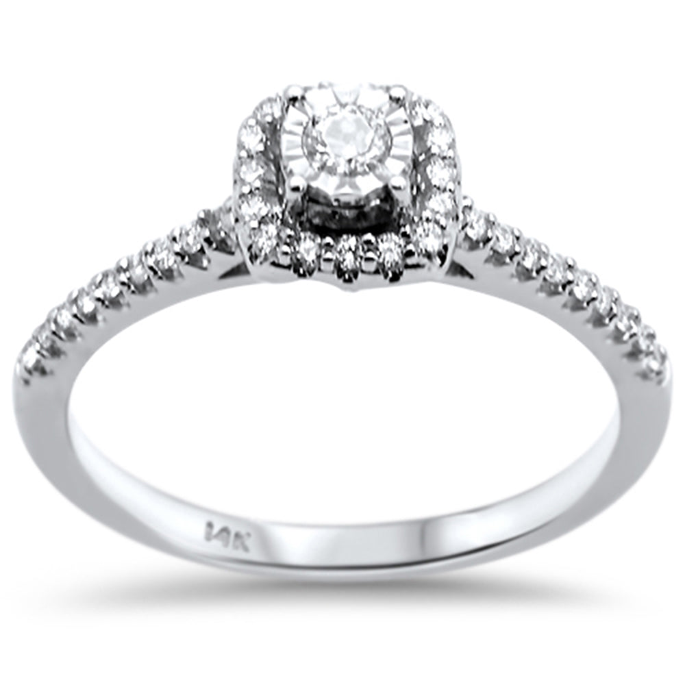 DIAMOND CLOSEOUT! .26ct G SI 14K White Gold Diamond Miracle Illusion Engagement Ring Size 6.5
