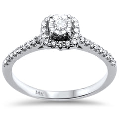 DIAMOND CLOSEOUT! .26ct G SI 14K White Gold Diamond Miracle Illusion Engagement Ring Size 6.5