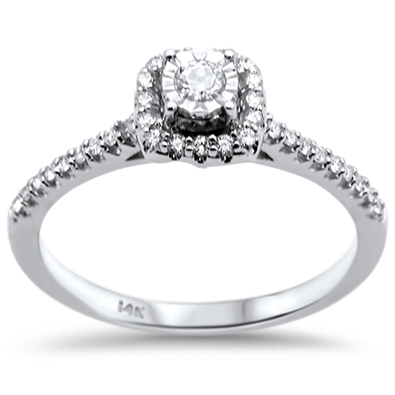 DIAMOND CLOSEOUT! .26ct G SI 14K White Gold Diamond Miracle Illusion Engagement Ring Size 6.5