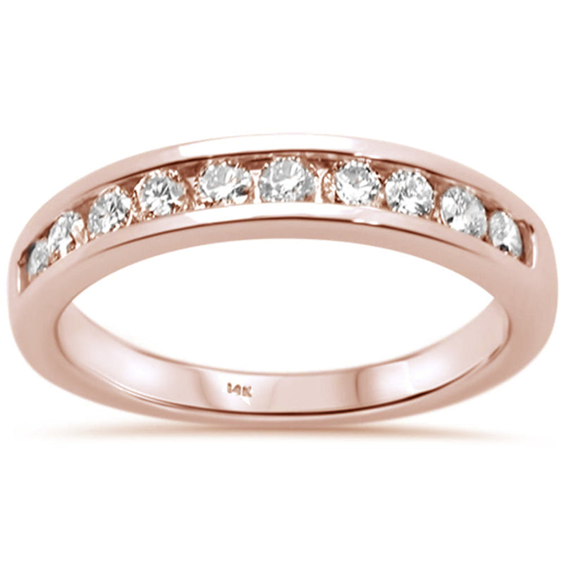 DIAMOND CLOSEOUT! .48ct 14K Rose Gold Diamond Men's Wedding Band Ring Size 10