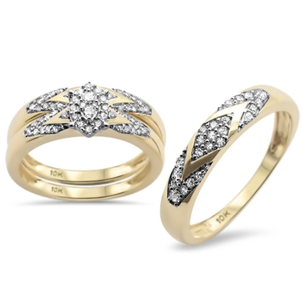 DIAMOND  CLOSEOUT! .50CT G SI 10KT Yellow Gold Diamond Men's & Women's Engagement Ring Trio Set