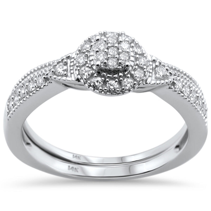 DIAMOND CLOSEOUT! .23ct F SI 14K White Gold Diamond Bridal Ring Set