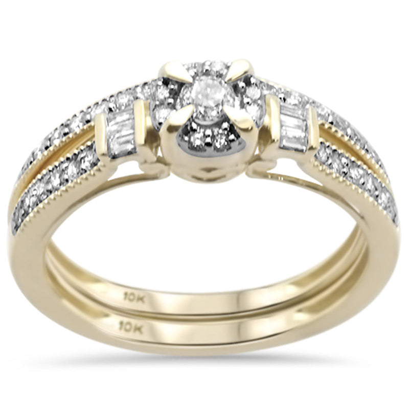 DIAMOND CLOSEOUT! .47CT G SI 10K Yellow Gold Diamond Engagement Ring Bridal Set Size 6.5