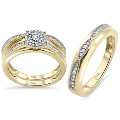 DIAMOND CLOSEOUT!  .43ct G SI 10K Yellow Gold Diamond 3pcs Wedding Trio Set