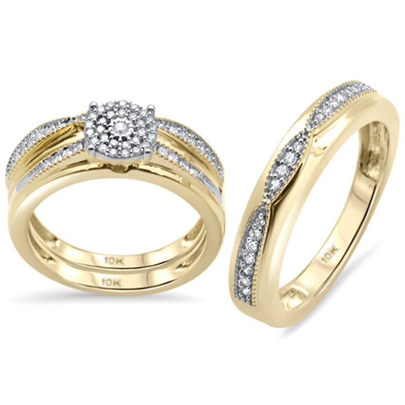 DIAMOND CLOSEOUT!  .43ct G SI 10K Yellow Gold Diamond 3pcs Wedding Trio Set