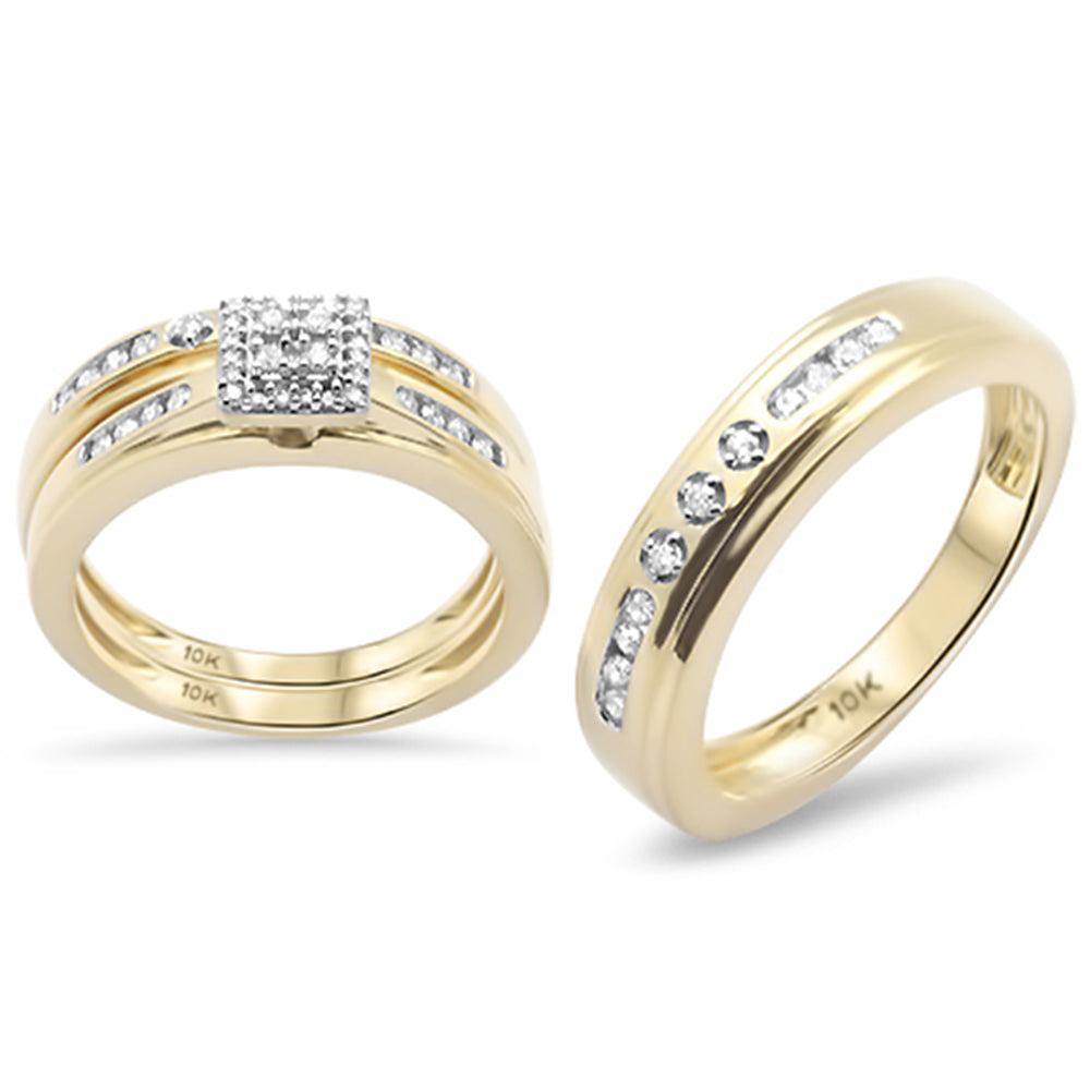 DIAMOND CLOSEOUT!  .41ct G SI 10K Yellow Gold Diamond 3pcs Wedding Trio Set