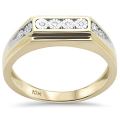 DIAMOND CLOSEOUT! .06ct F SI 10K Yellow Gold Men's Diamond Miracle Illusion Band Ring Size 10