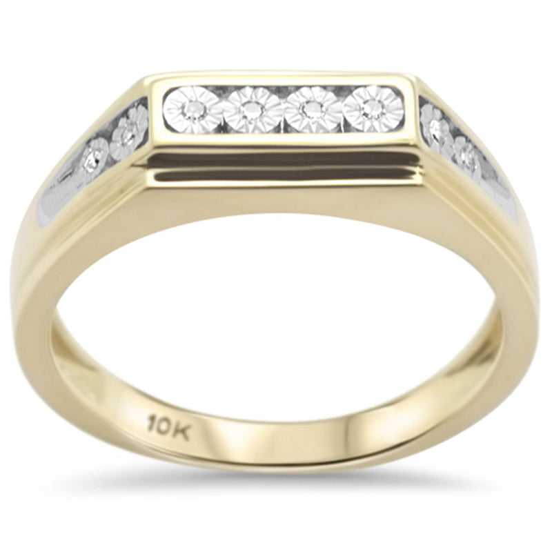 DIAMOND CLOSEOUT! .06ct F SI 10K Yellow Gold Men's Diamond Miracle Illusion Band Ring Size 10