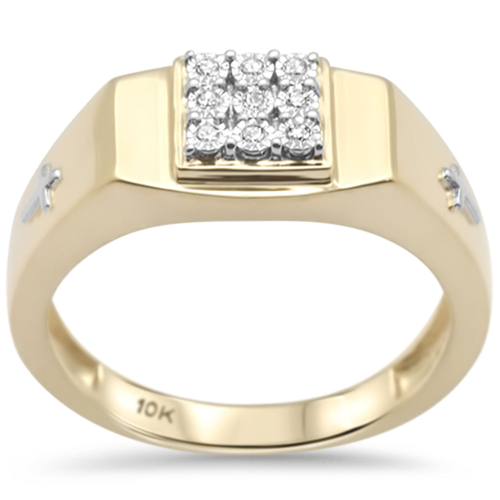 DIAMOND CLOSEOUT!  .06ct F SI 10K Yellow Gold Diamond Men's Miracle Illusion Band Ring Size 10