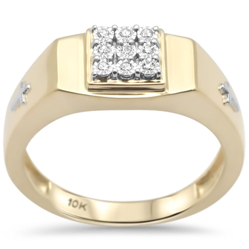 DIAMOND CLOSEOUT!  .06ct F SI 10K Yellow Gold Diamond Men's Miracle Illusion Band Ring Size 10
