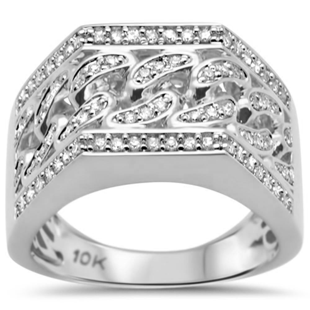 DIAMOND CLOSEOUT!  .55ct G SI 10K White Gold Diamond Men's Cuban Link Ring Size 10