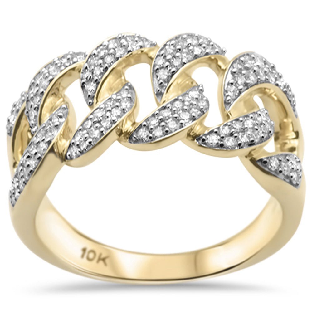 DIAMOND CLOSEOUT! .56ct G SI 10K Yellow Gold Diamond Men's Micro Pave Cuban Link Ring Size 10
