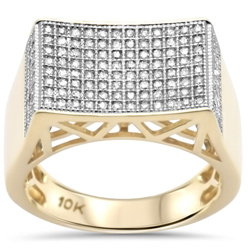 DIAMOND CLOSEOUT!  .73ct G SI 10K Yellow Gold Diamond Men's Micro Pave Ring Size 10