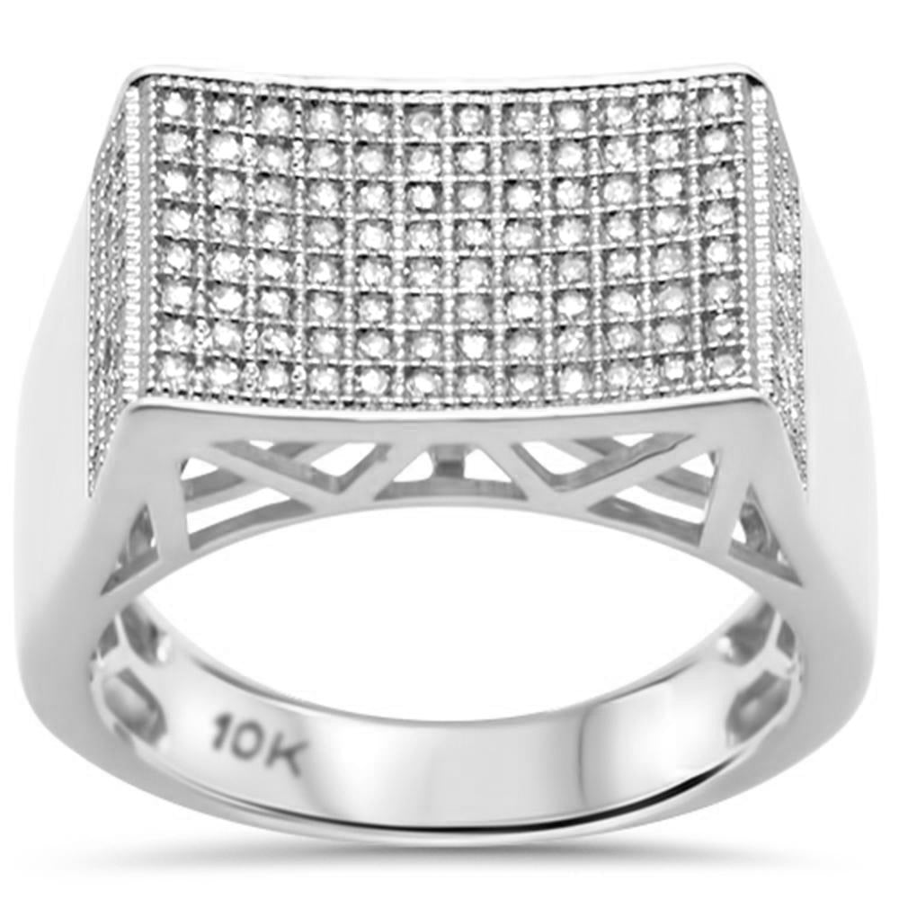 DIAMOND CLOSEOUT! .70ct G SI 10K White Gold Diamond Men's Micro Pave Ring Size 10