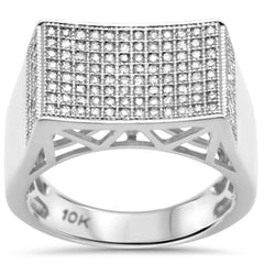 DIAMOND CLOSEOUT! .70ct G SI 10K White Gold Diamond Men's Micro Pave Ring Size 10